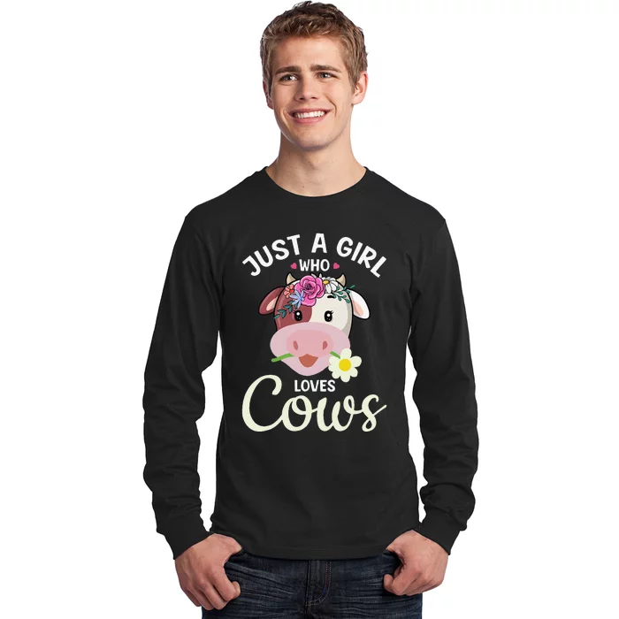 Funny Just A  Who loves Cow Farmer Farm Long Sleeve Shirt