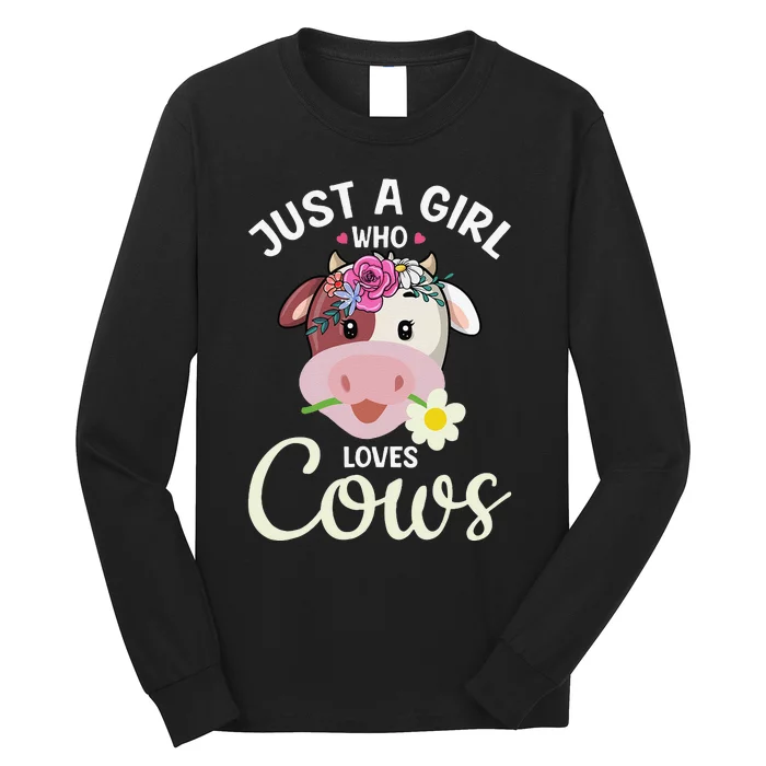 Funny Just A  Who loves Cow Farmer Farm Long Sleeve Shirt