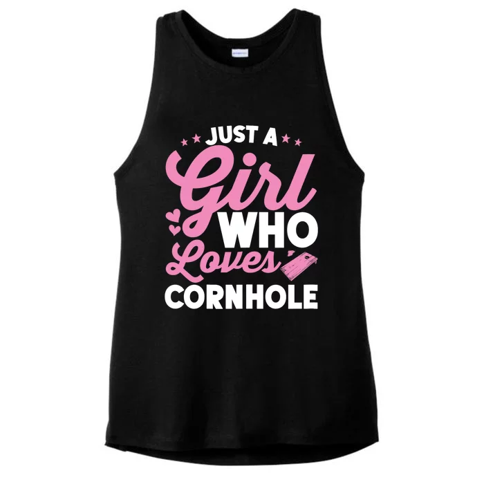 Funny Just A Girl Who Loves Cornhole Bean Bag Toss Ladies Tri-Blend Wicking Tank