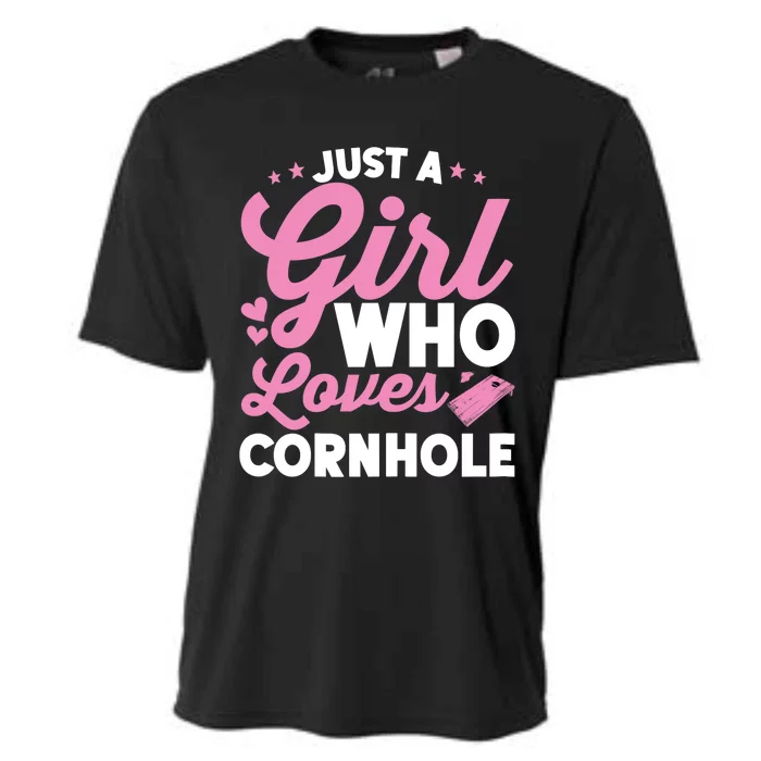 Funny Just A Girl Who Loves Cornhole Bean Bag Toss Cooling Performance Crew T-Shirt