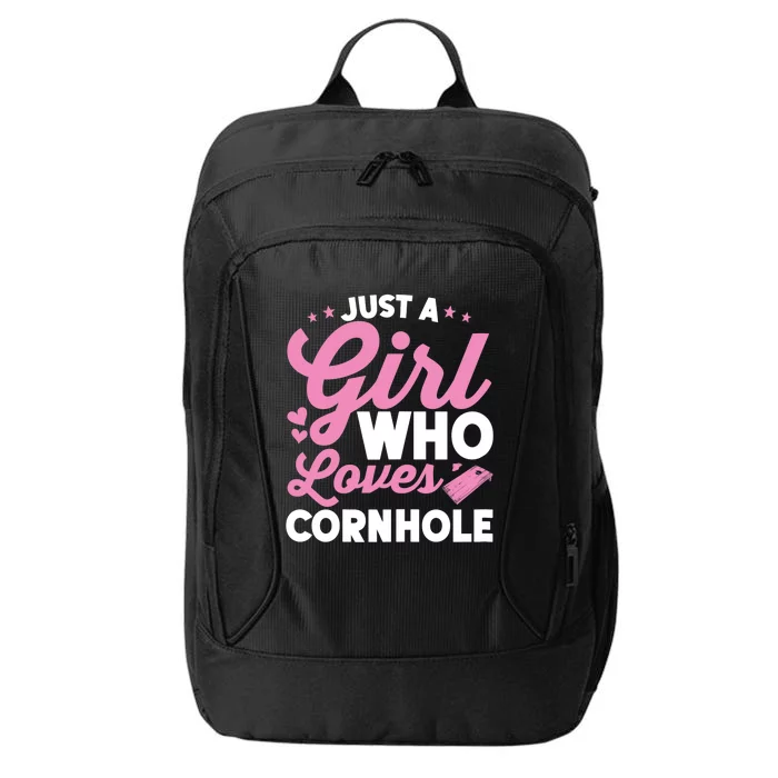 Funny Just A Girl Who Loves Cornhole Bean Bag Toss City Backpack