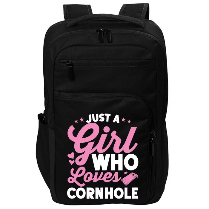 Funny Just A Girl Who Loves Cornhole Bean Bag Toss Impact Tech Backpack