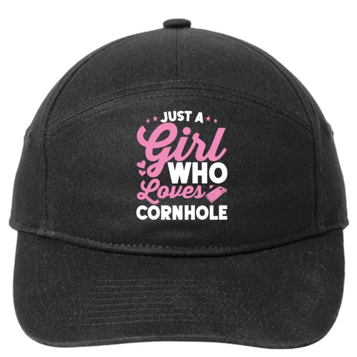 Funny Just A Girl Who Loves Cornhole Bean Bag Toss 7-Panel Snapback Hat