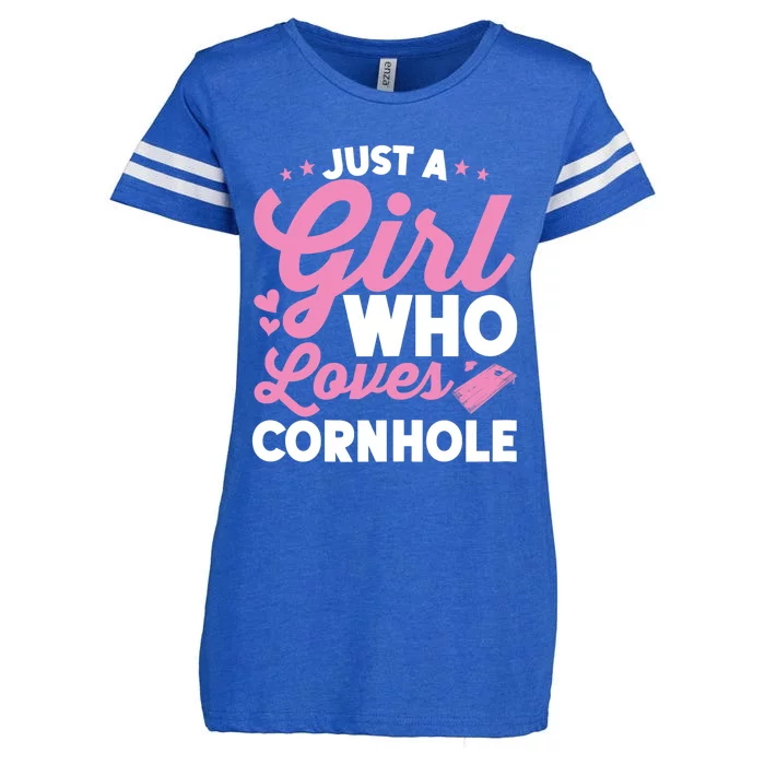 Funny Just A Girl Who Loves Cornhole Bean Bag Toss Enza Ladies Jersey Football T-Shirt