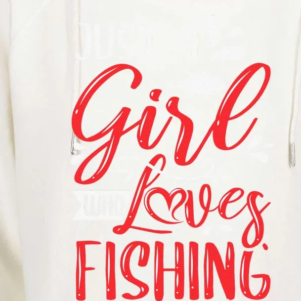 Funny Just A Who Loves Fishing Womens Funnel Neck Pullover Hood