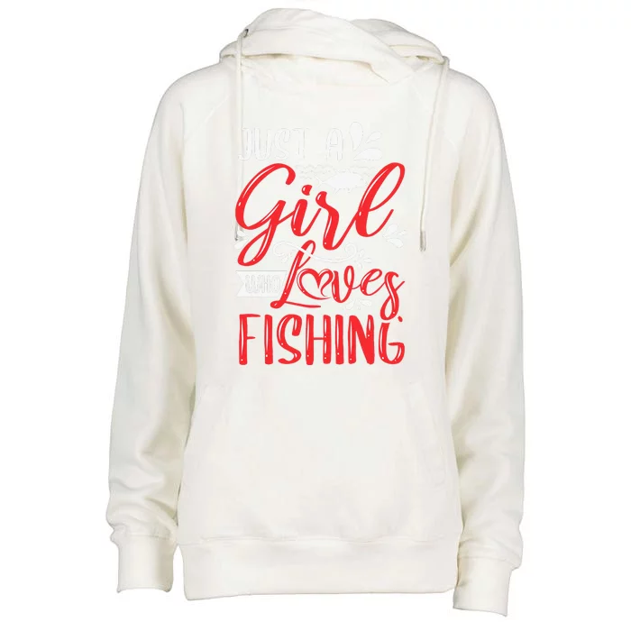 Funny Just A Who Loves Fishing Womens Funnel Neck Pullover Hood