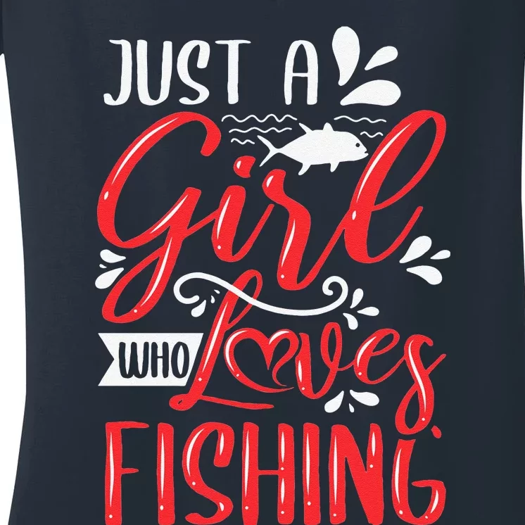 Funny Just A Who Loves Fishing Women's V-Neck T-Shirt