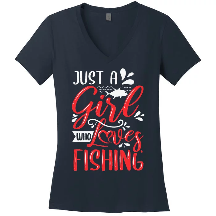 Funny Just A Who Loves Fishing Women's V-Neck T-Shirt