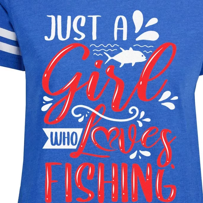 Funny Just A Who Loves Fishing Enza Ladies Jersey Football T-Shirt