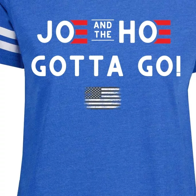 Funny Joe And The Hoe Gotta Go! American Flag Enza Ladies Jersey Football T-Shirt