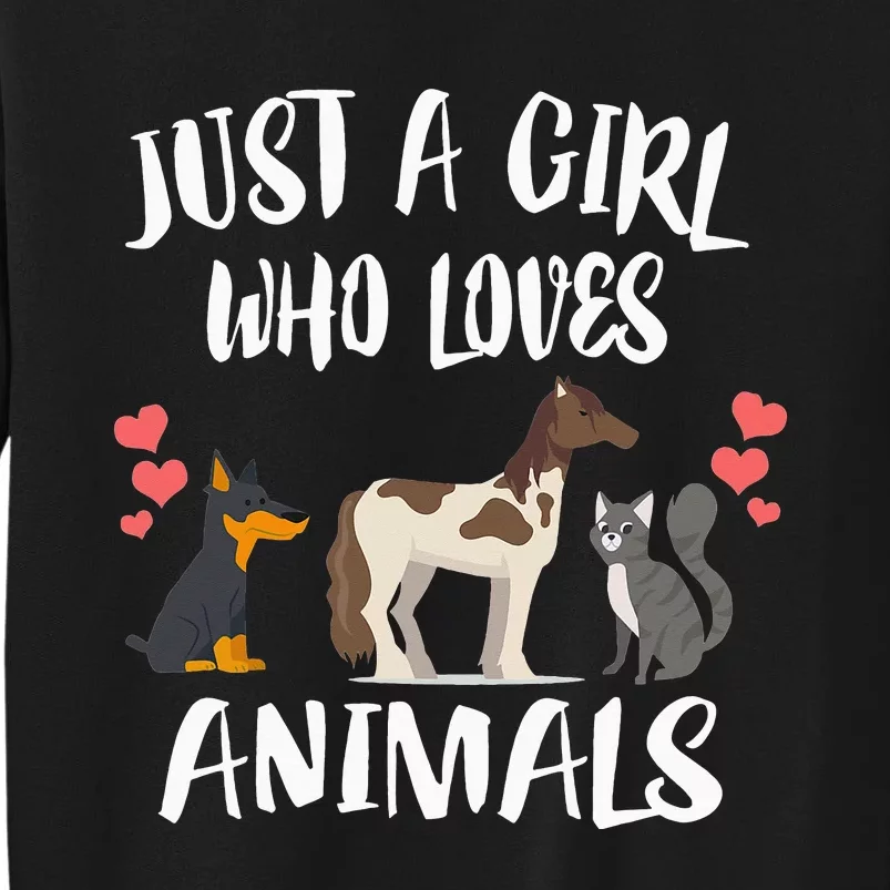 funny Just A Who Loves Animals Dog Cat Horse Sweatshirt