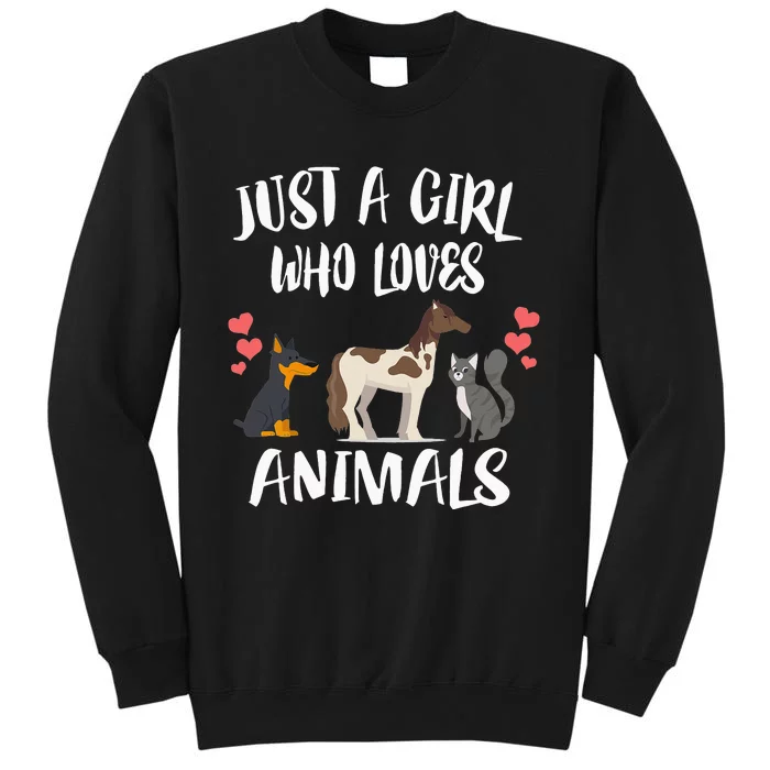 funny Just A Who Loves Animals Dog Cat Horse Sweatshirt