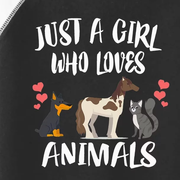 funny Just A Who Loves Animals Dog Cat Horse Toddler Fine Jersey T-Shirt