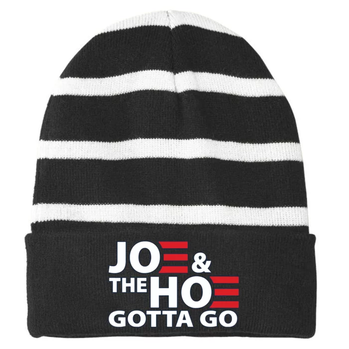 Funny Joe And The Ho Gotta Go Striped Beanie with Solid Band