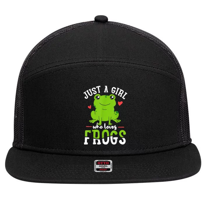 Frog Just A Girl Who Loves Frogs Gift 7 Panel Mesh Trucker Snapback Hat