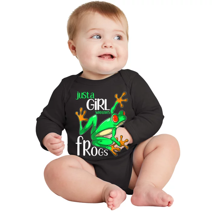 Frog Just A Girl Who Loves Frogs Gift Baby Long Sleeve Bodysuit