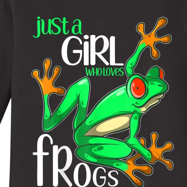 Frog Just A Girl Who Loves Frogs Gift Baby Long Sleeve Bodysuit