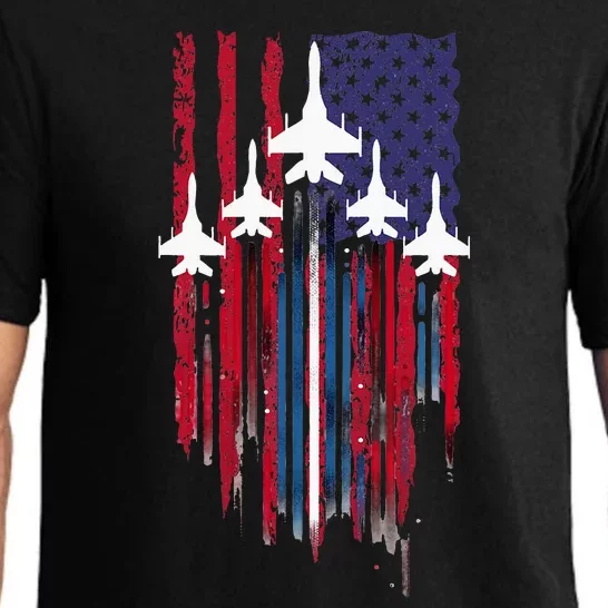 Fighter Jet Airplane American Flag Patriotic Pajama Set