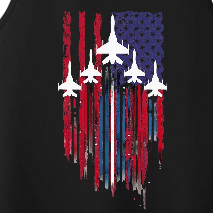 Fighter Jet Airplane American Flag Patriotic Performance Tank