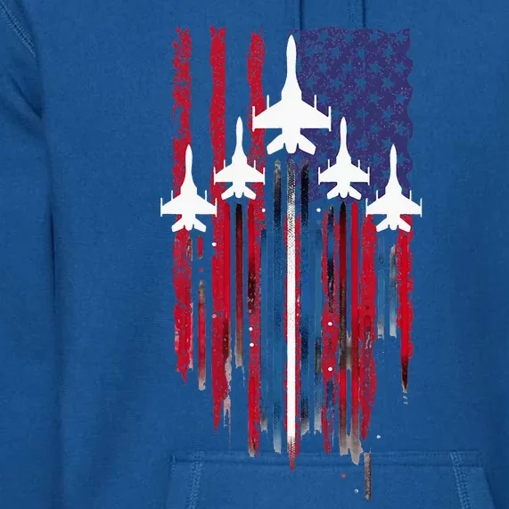 Fighter Jet Airplane American Flag Patriotic Premium Hoodie