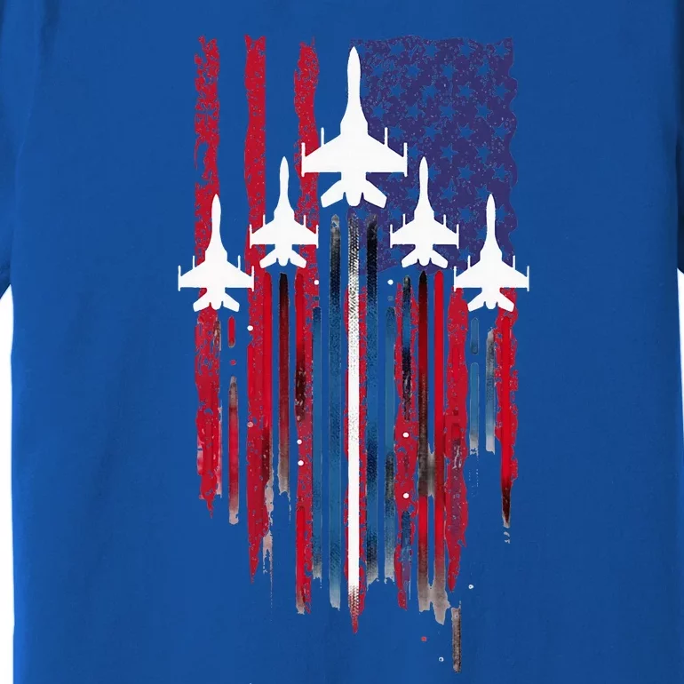 Fighter Jet Airplane American Flag Patriotic Premium T-Shirt