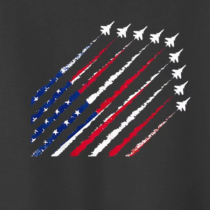 Fighter Jet Airplane USA Flag 4th Of July Patriotic Toddler T-Shirt