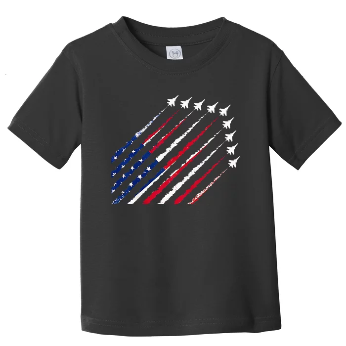 Fighter Jet Airplane USA Flag 4th Of July Patriotic Toddler T-Shirt