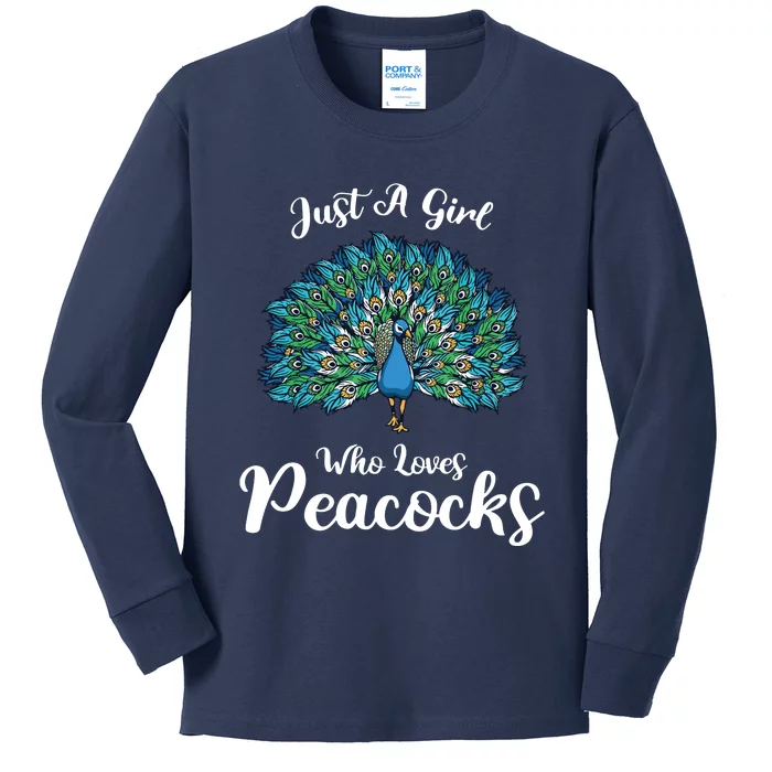 Funny Just A Who Loves Peacocks Kids Long Sleeve Shirt