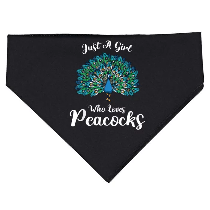 Funny Just A Who Loves Peacocks Gift USA-Made Doggie Bandana