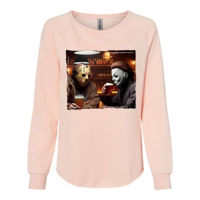 Funny Jason And Michael Halloween Drink Beer Womens California Wash Sweatshirt