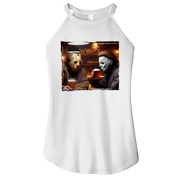 Funny Jason And Michael Halloween Drink Beer Women’s Perfect Tri Rocker Tank