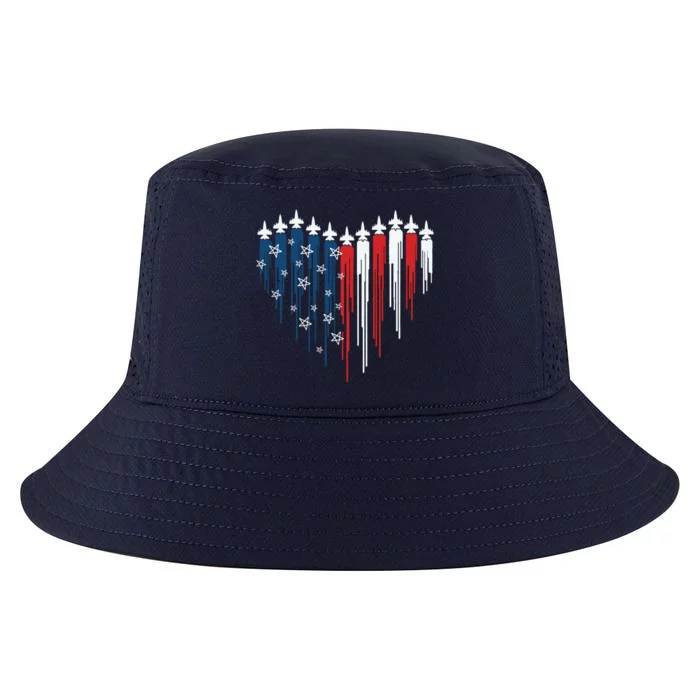 Fighter Jet Airplane American Flag Heart Cool Comfort Performance Bucket Hat