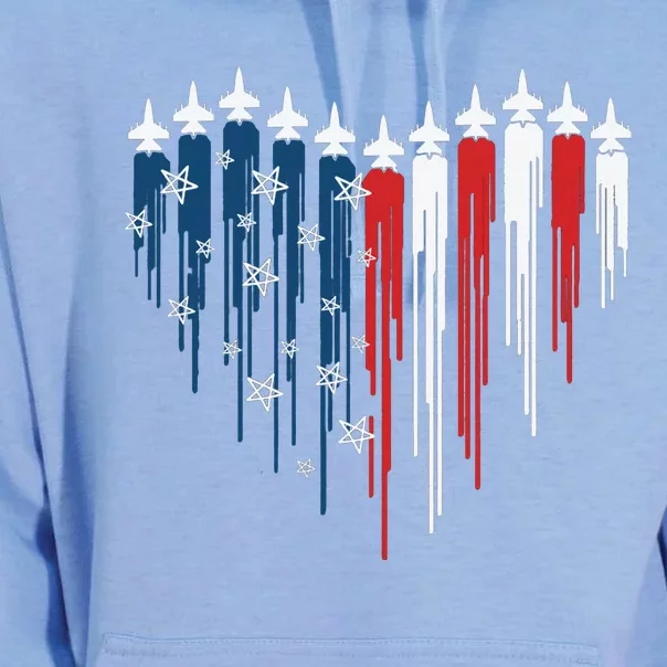 Fighter Jet Airplane American Flag Heart Unisex Surf Hoodie