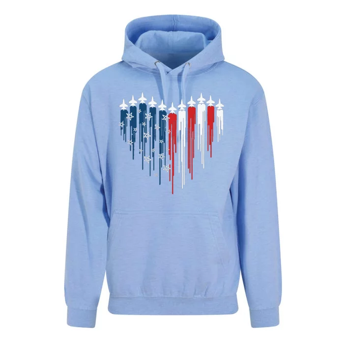 Fighter Jet Airplane American Flag Heart Unisex Surf Hoodie