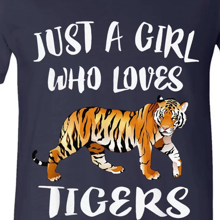 Funny Just A Girl Who Loves Tigers Tiger Animal Lover Gift V-Neck T-Shirt