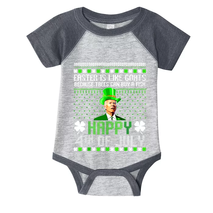 Funny Joe Biden Happy 4th Of July Confused St Patricks Day Infant Baby Jersey Bodysuit