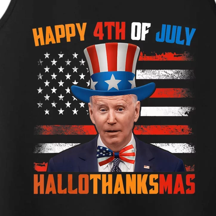 Funny Joe Biden Happy 4th Of July Hallothanksmas Holidays Performance Tank