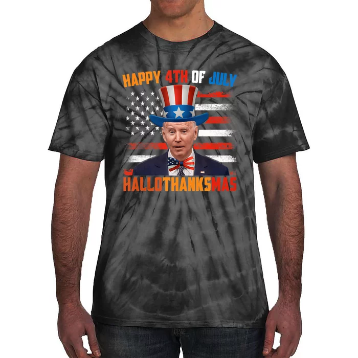 Funny Joe Biden Happy 4th Of July Hallothanksmas Holidays Tie-Dye T-Shirt