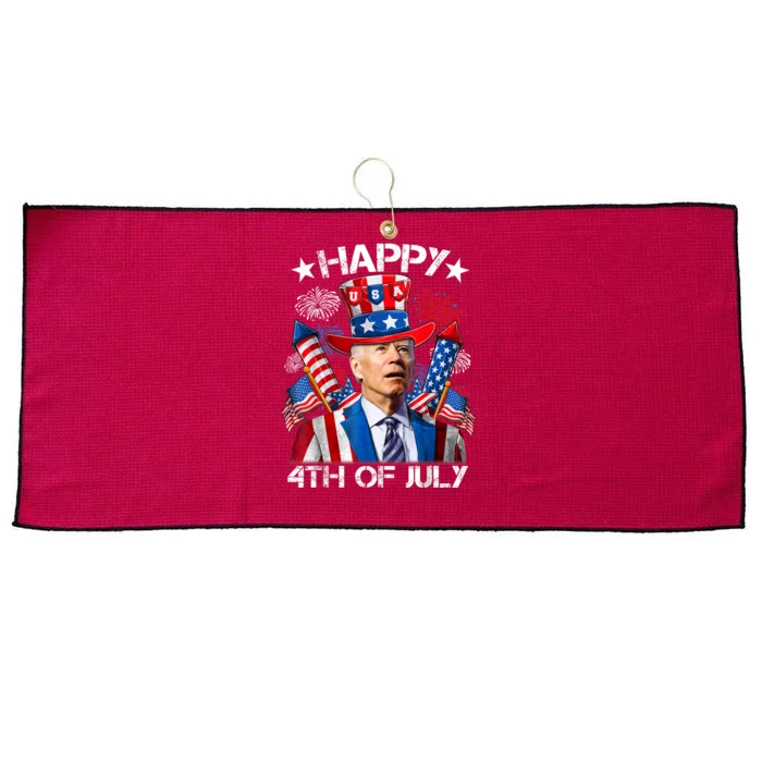 Funny Joe Biden Happy 4th Of July Firework Independence Day Large Microfiber Waffle Golf Towel