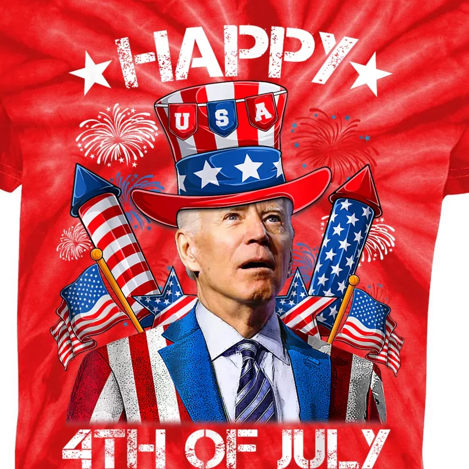 Funny Joe Biden Happy 4th Of July Firework Independence Day Kids Tie-Dye T-Shirt