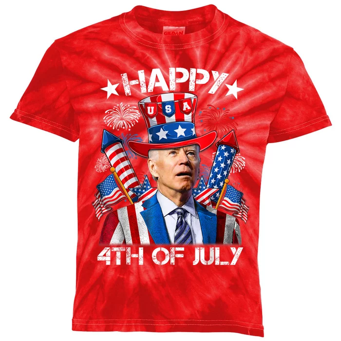 Funny Joe Biden Happy 4th Of July Firework Independence Day Kids Tie-Dye T-Shirt