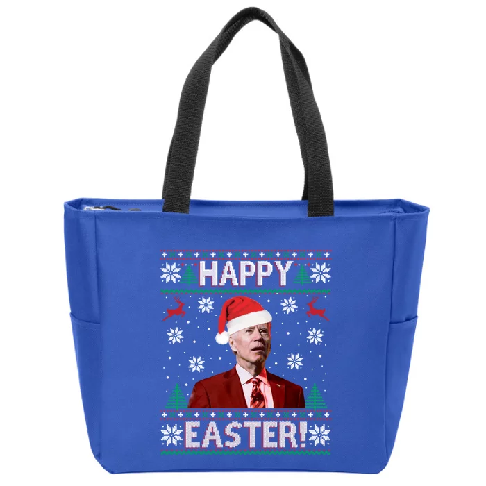 Funny Joe Biden Christmas Happy Easter Ugly Sweater Xmas Gift Zip Tote Bag