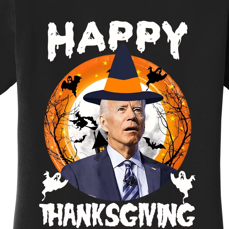 Funny Joe Biden Happy Thanksgiving Confused Happy Halloween Women's T-Shirt