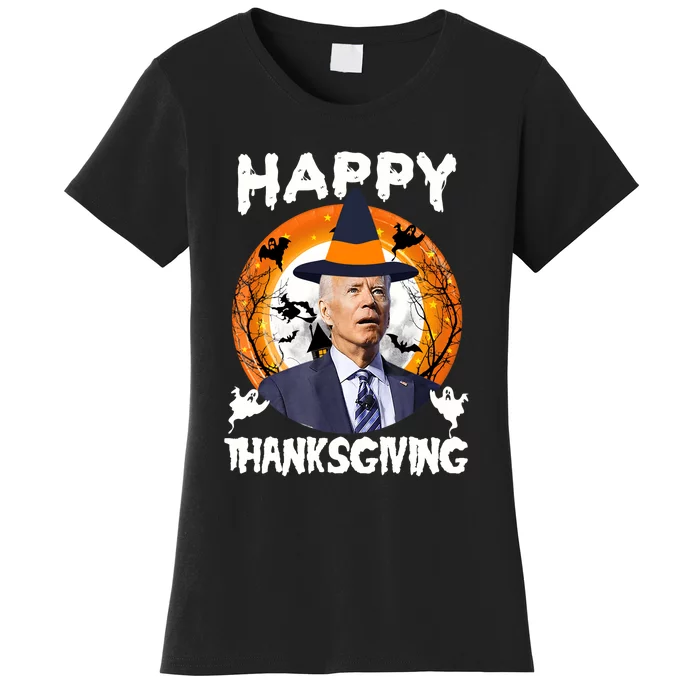 Funny Joe Biden Happy Thanksgiving Confused Happy Halloween Women's T-Shirt