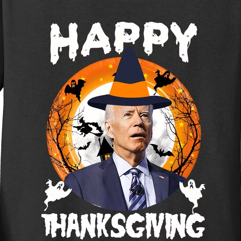 Funny Joe Biden Happy Thanksgiving Confused Happy Halloween Kids Long Sleeve Shirt