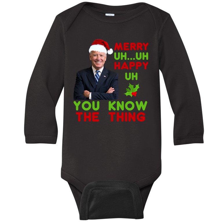 Funny Joe Biden Christmas Baby Long Sleeve Bodysuit