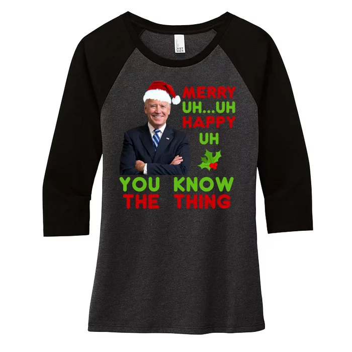 Funny Joe Biden Christmas Women's Tri-Blend 3/4-Sleeve Raglan Shirt