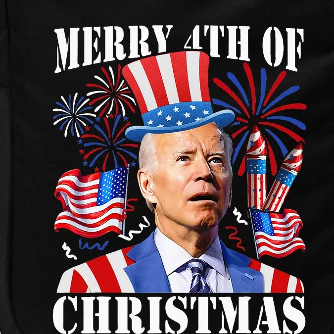 Funny Joe Biden Merry 4th Of Christmas 4th Of July Firework Impact Tech Backpack