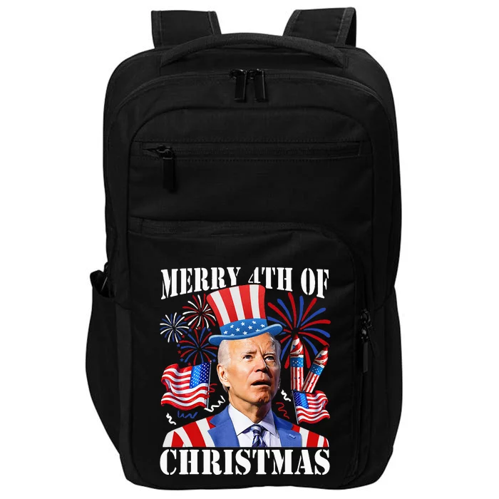 Funny Joe Biden Merry 4th Of Christmas 4th Of July Firework Impact Tech Backpack