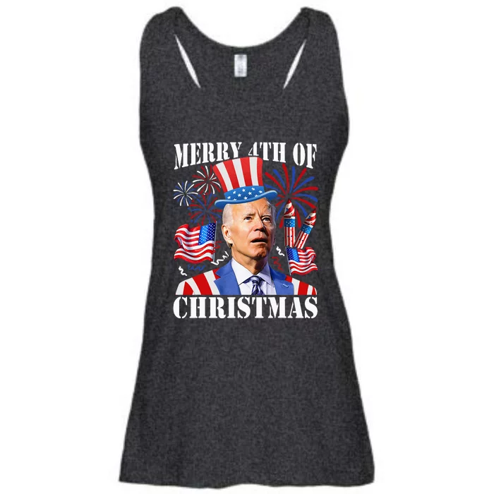 Funny Joe Biden Merry 4th Of Christmas 4th Of July Firework Ladies Essential Flowy Tank